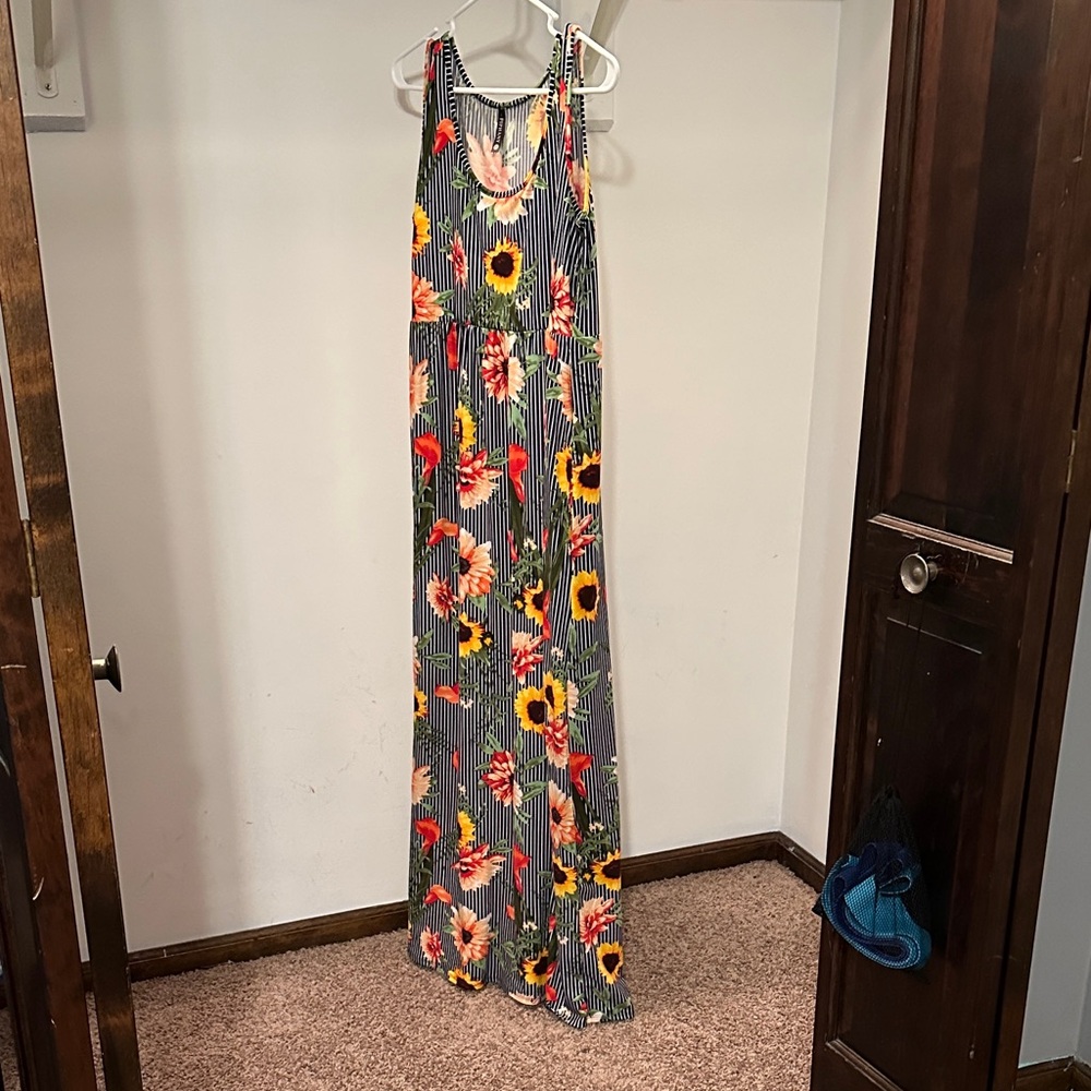 Floral Striped Maxi Dress